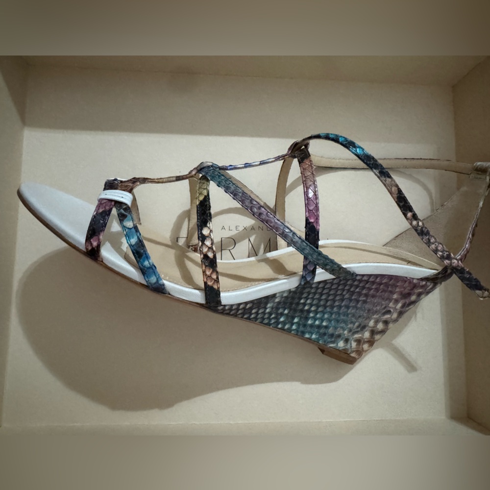 Alexandre Birman Colorful Python Strappy Wedge Sandals - Picture 4 of 13